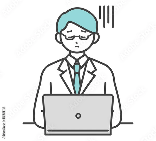 Fototapeta 医療従事者がパソコンを操作するイラスト素材