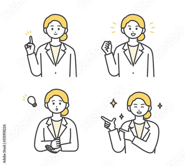 Fototapeta 医療従事者の表情とジェスチャーのイラスト素材