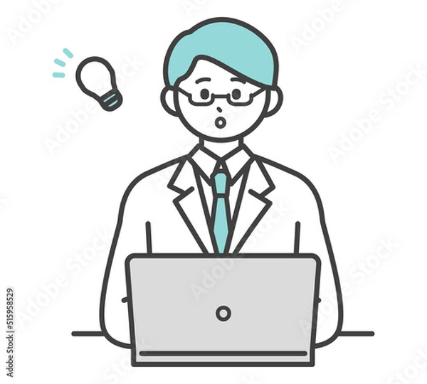 Fototapeta 医療従事者がパソコンを操作するイラスト素材