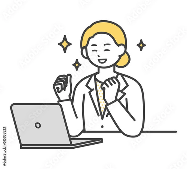 Fototapeta 医療従事者がパソコンを操作するイラスト素材