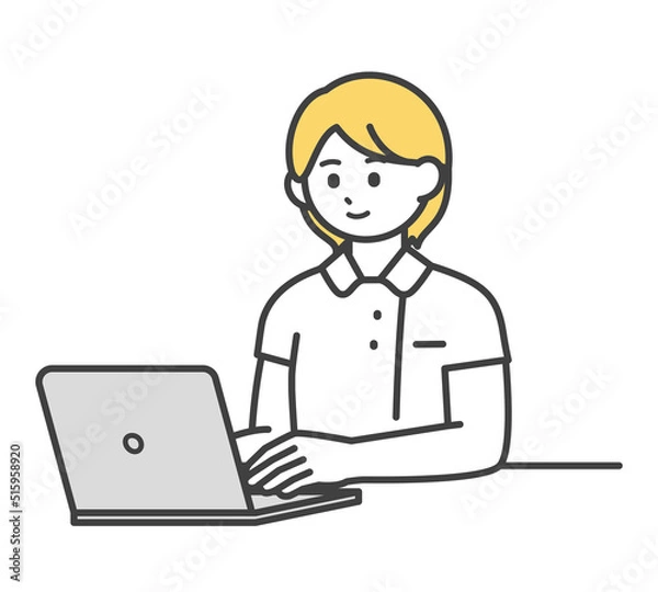 Fototapeta 医療従事者がパソコンを操作するイラスト素材