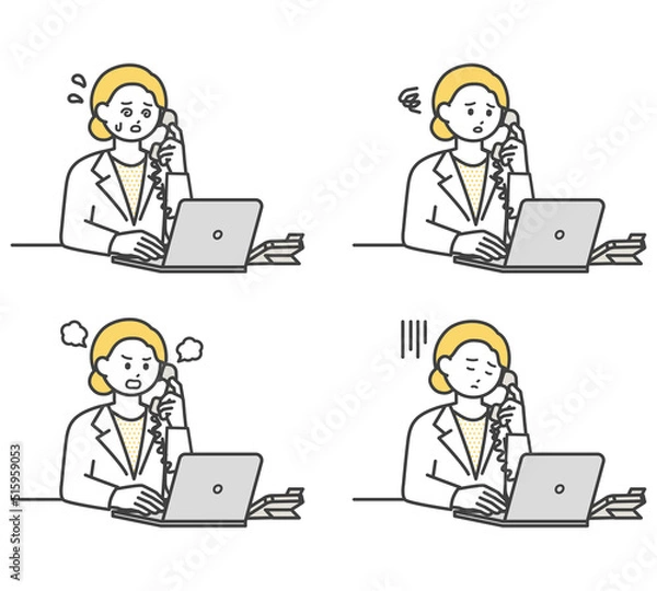 Fototapeta 医療従事者が電話対応するイラスト素材