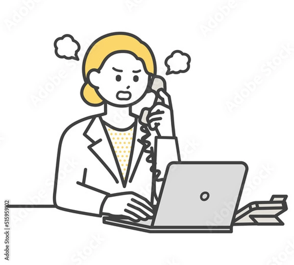 Fototapeta 医療従事者が電話対応するイラスト素材