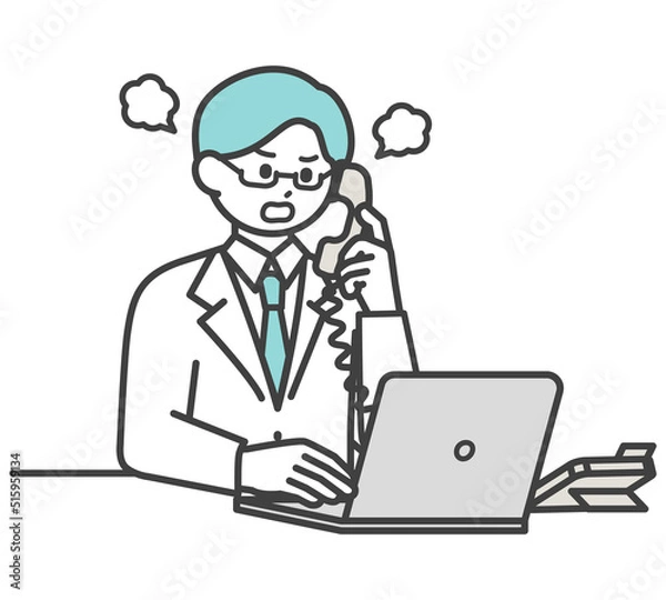 Fototapeta 医療従事者が電話対応するイラスト素材