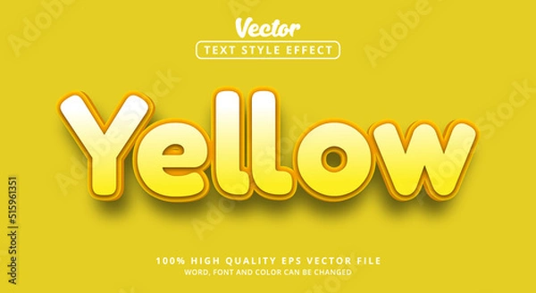 Fototapeta Yellow text is styled with a combination of bright light yellow color and deep gloss effect that creates a shimmering color editable text effect