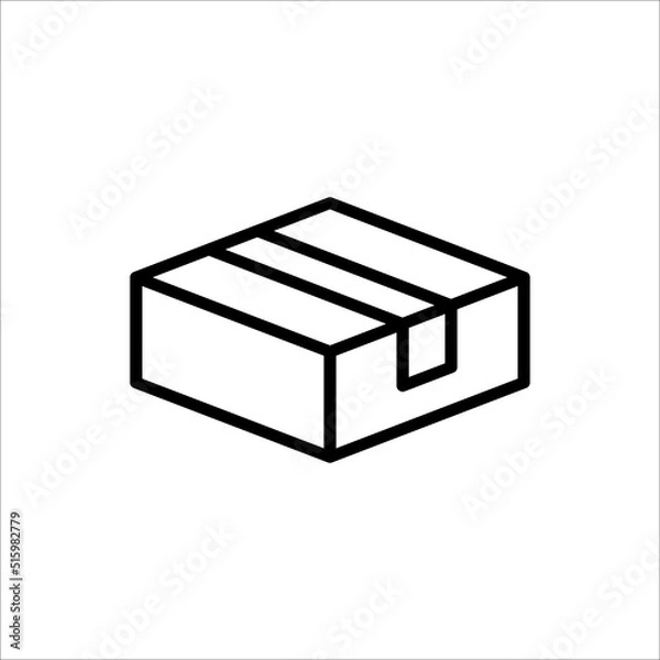 Fototapeta Carton box thin line icon, Vector and Illustration.