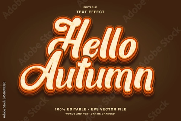 Fototapeta Hello Autumn 3D Lettering Editable Text Effect