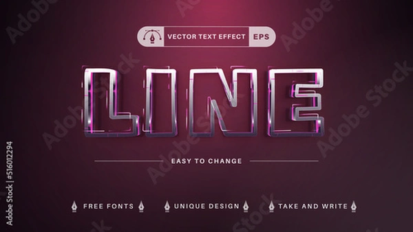 Fototapeta Line Glow - Editable Text Effect, Font Style