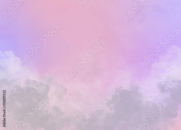 Obraz 空と雲の背景イラスト ピンク 紫