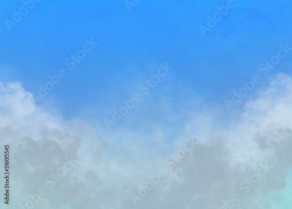 Obraz 空と雲の背景イラスト 青空