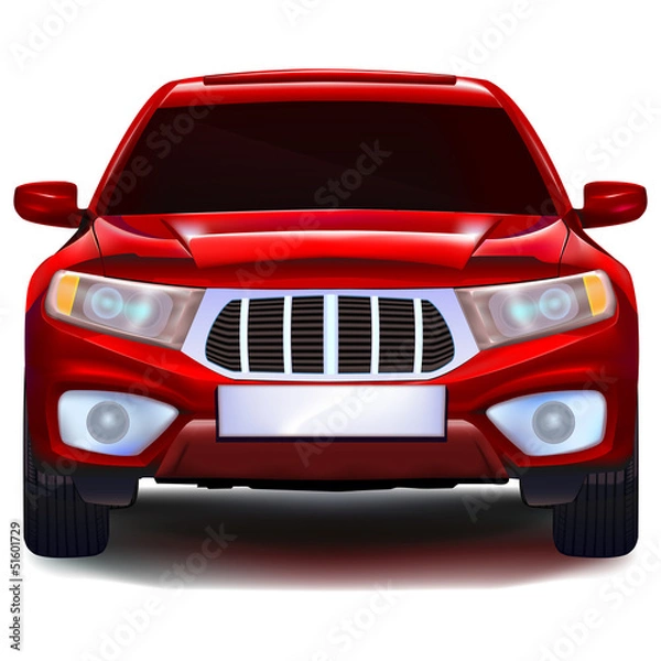 Fototapeta Red crossover car with blank number plate