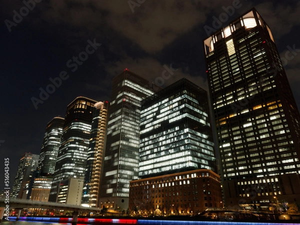 Fototapeta 大阪中之島の高層ビル群夜景
