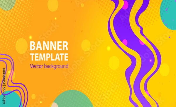 Fototapeta Vector design of a banner template with bright purple and yellow colors. Template for text.