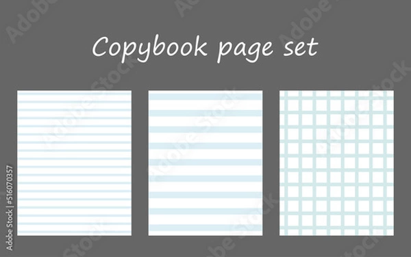 Fototapeta Striped and checkered copybook pages set. Educational notebook page background. School concept.