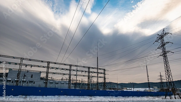 Fototapeta The evening of the pylon outline, is very beautiful