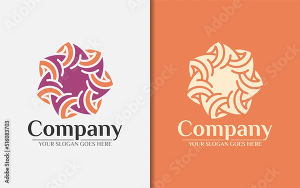 Fototapeta Abstract Colorful Spiral Ornament Logo Design with Creative Geometric Luxurious Style Concept.