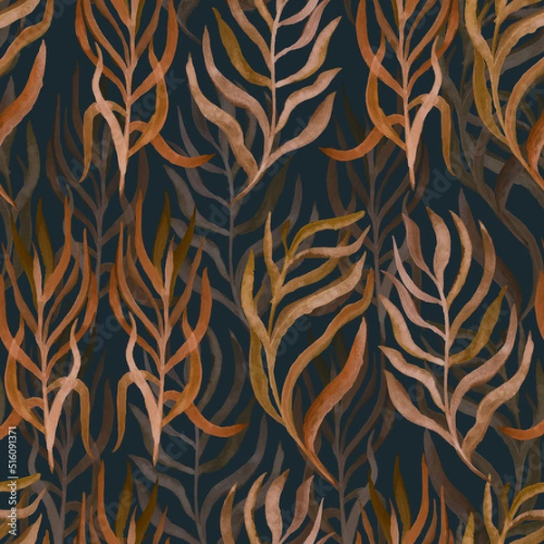 Fototapeta autumn branches with leaves seasonal vector seamless pattern