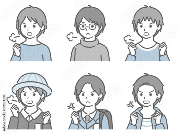 Obraz 怒る少年の斜め向き上半身セット