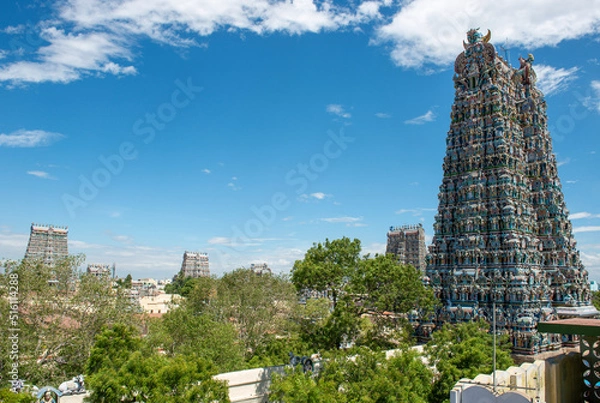 Obraz The beautiful Meenakshi Amman Temple in Madurai in the south Indian state of Tamil Nadu