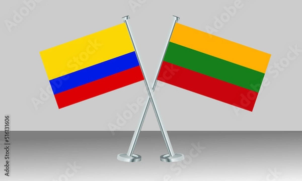 Obraz Crossed flags of Colombia and Lithuania. Official colors. Correct proportion. Banner design