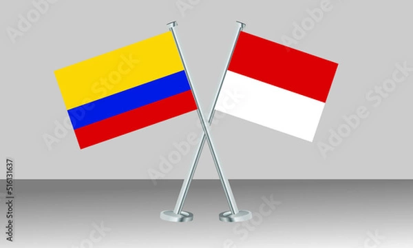 Obraz Crossed flags of Colombia and Monaco. Official colors. Correct proportion. Banner design