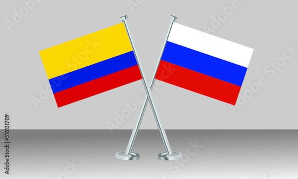 Obraz Crossed flags of Colombia and Russia. Official colors. Correct proportion. Banner design