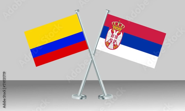 Obraz Crossed flags of Venezuela and Serbia. Official colors. Correct proportion. Banner design