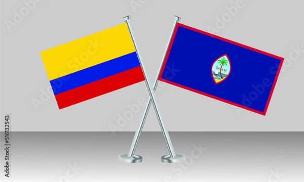 Fototapeta Crossed flags of Colombia and Guam. Official colors. Correct proportion. Banner design
