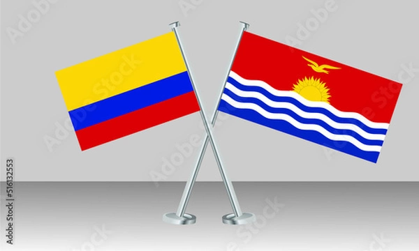 Fototapeta Crossed flags of Colombia and Kiribati. Official colors. Correct proportion. Banner design
