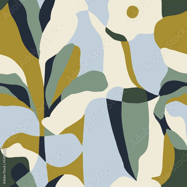 Fototapeta Vector nature inspired illustration seamless repeat pattern fashion and home decor fabric print digital artwork