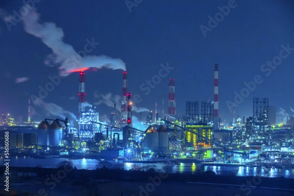 Fototapeta 水島臨海工業地帯の夜景(岡山県倉敷市)