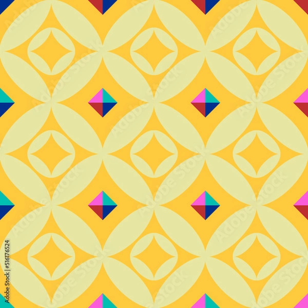 Fototapeta geometric floral seamless pattern design. Vector yellow background. Ethnic pattern. geometric Ethnic pattern, geometric pattern