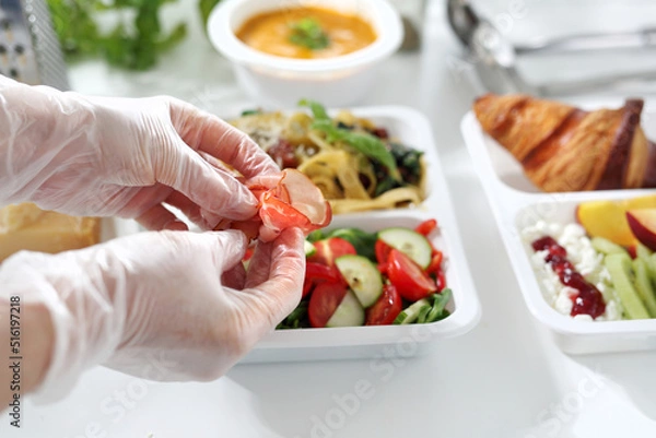 Obraz Box diet. Appetizing lunch boxes. Food delivered to your home