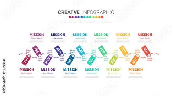 Fototapeta Infographics element design for all month, can be used for Business concept.