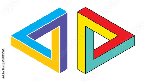 Fototapeta Penrose triangle icon. Impossible vector geometric shape object. Optical illusion illustration. Infinity 3D element