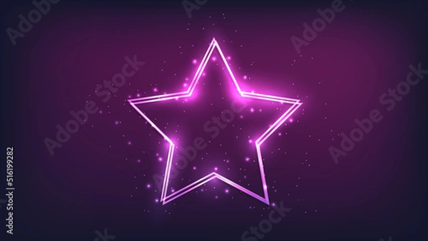 Fototapeta Neon double frame with shining effects