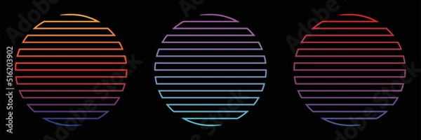 Fototapeta Linear light circle shape vector set