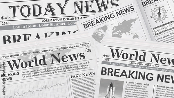 Obraz Newspaper. Realistic vector illustration background of the page headline and cover of old newspaper layout.