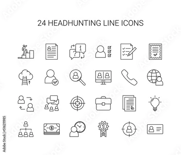 Fototapeta Line icon set. Headhunting pack. Vector Illustration