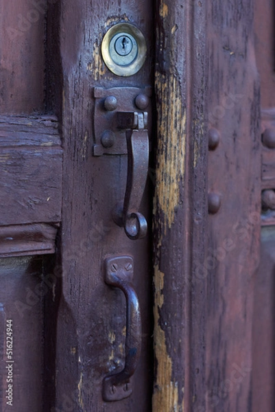 Obraz Old door with iron knocker