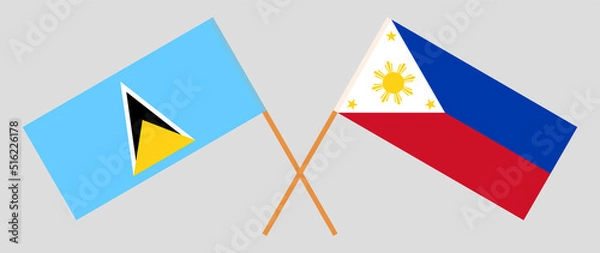 Obraz Crossed flags of Lesotho and the Philippines. Official colors. Correct proportion