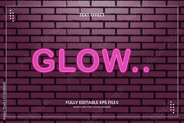 Obraz 3D Pink Neon Light Wall Texture Text Effect Template Editable