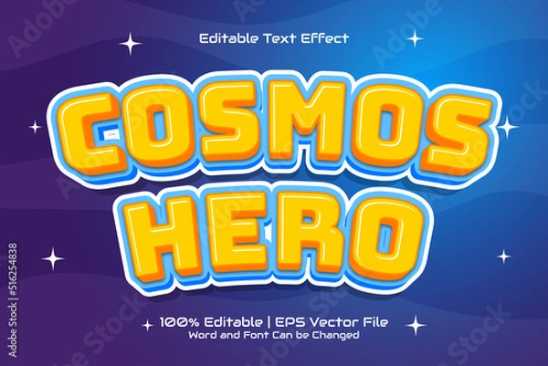 Fototapeta Cosmos Hero Text Effect Editable Cartoon Game style