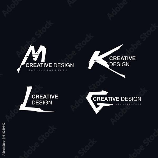 Fototapeta selection of creative logos. minimal logo design of letters M, K, L, G. vector illustration