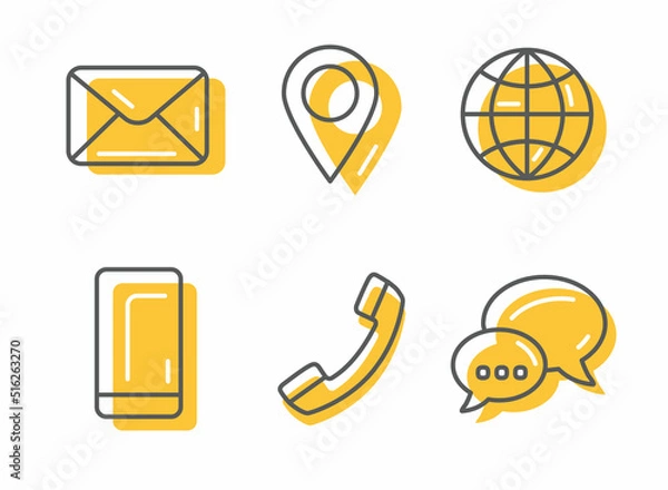Obraz Contact icons set on white background