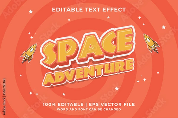 Fototapeta 3d Space Adventure Cartoon Editable Text Effect Premium Vector