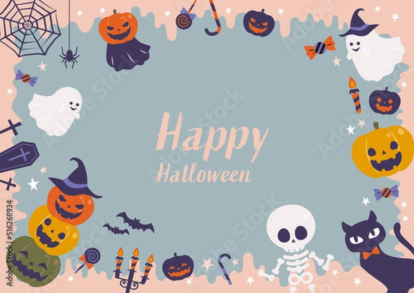 Obraz ハロウィン　カボチャとオバケの背景素材