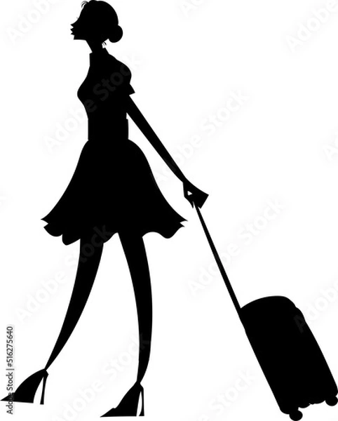 Obraz シルエット　旅行に行く女性