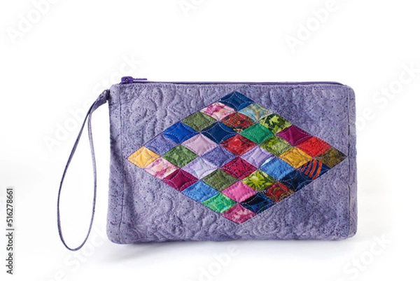 Obraz Multi-colored rhombus pattern patchwork mini zipper bag