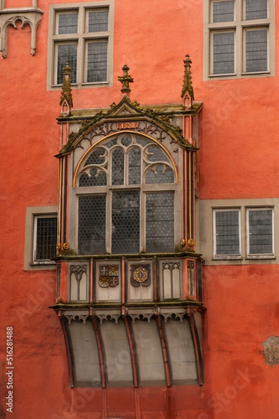 Fototapeta Medieval balcony on the façade of a building in Koblenz., Germany.